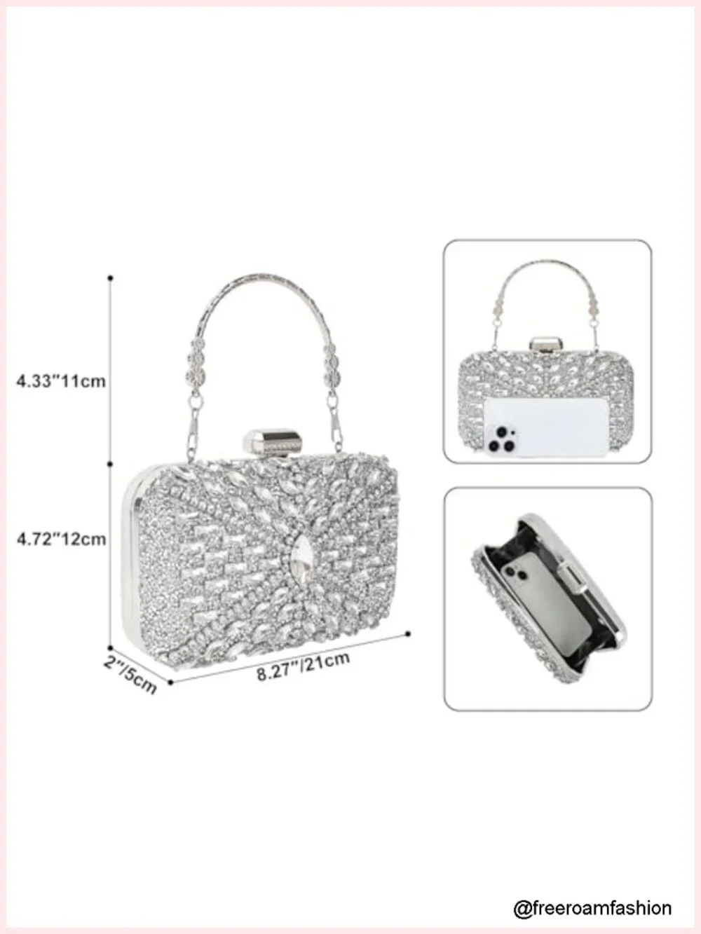 Rhinestone Crystal Glitter Clutch Evening Bag Shoulder Purse Wedding Party